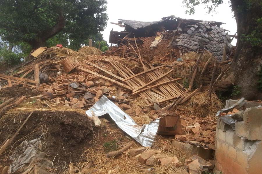 Destruction in Mahadev Besi village